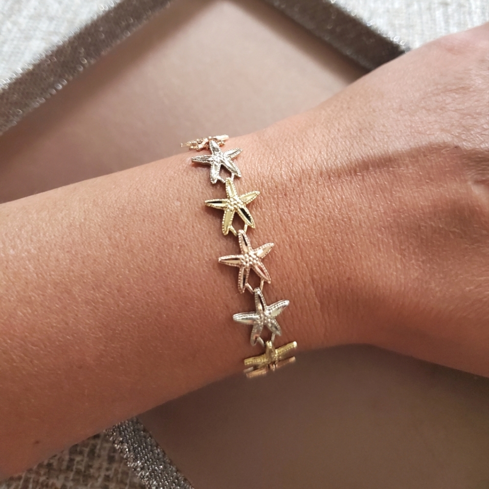 Vintage 14k Gold Starfish Link Bracelet